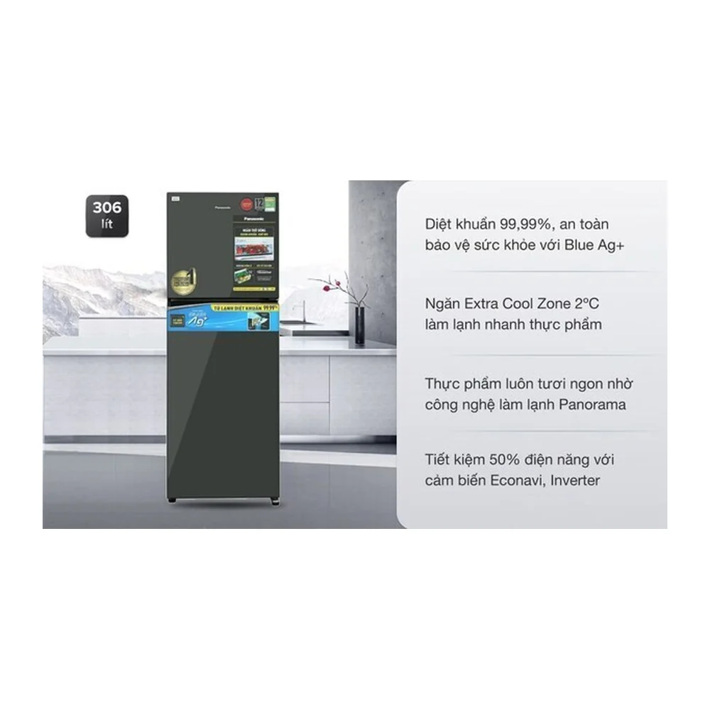 Tủ lạnh Panasonic Inverter 306 lít NR-TV341VGMV