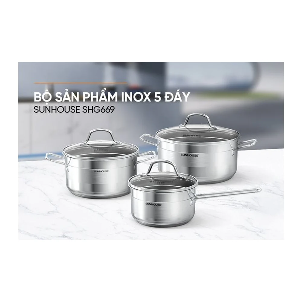 Bộ nồi inox 5 đáy SUNHOUSE SHG669