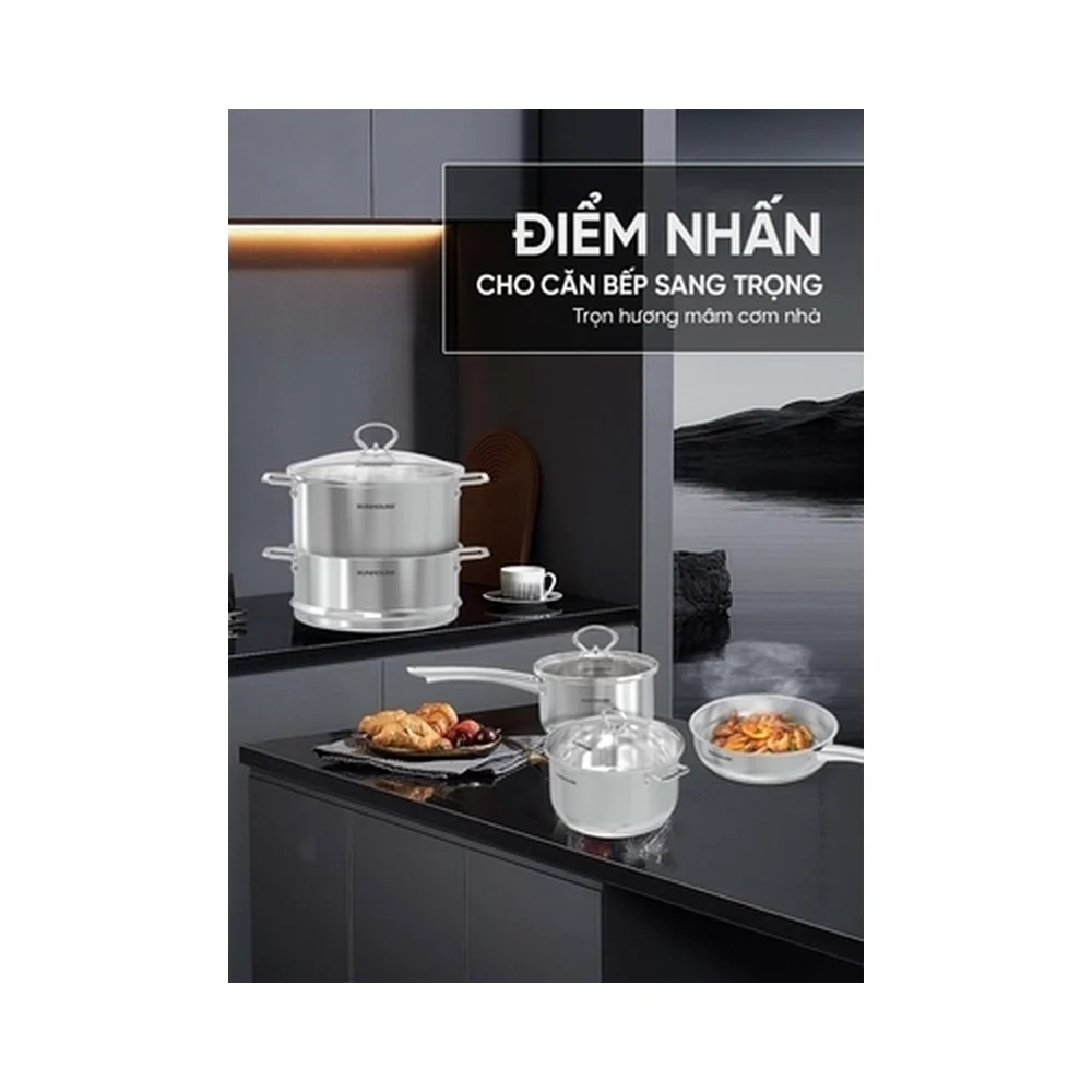 Bộ nồi chảo inox Impact Plus Healthy SUNHOUSE SHG991